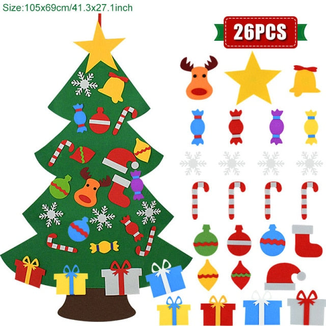 Kids DIY Felt Christmas Tree Christmas Decoration for Home Navidad 2021 New Year Gifts Christmas Ornaments Santa Claus Xmas Tree